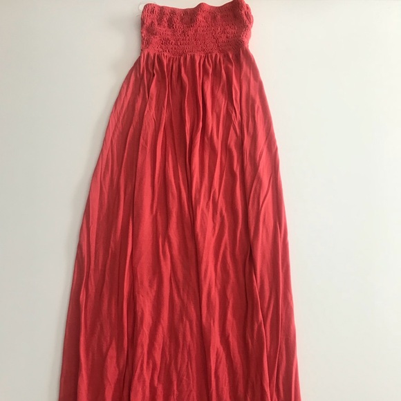 Coral Strapless Maxi Dress - Picture 2 of 5